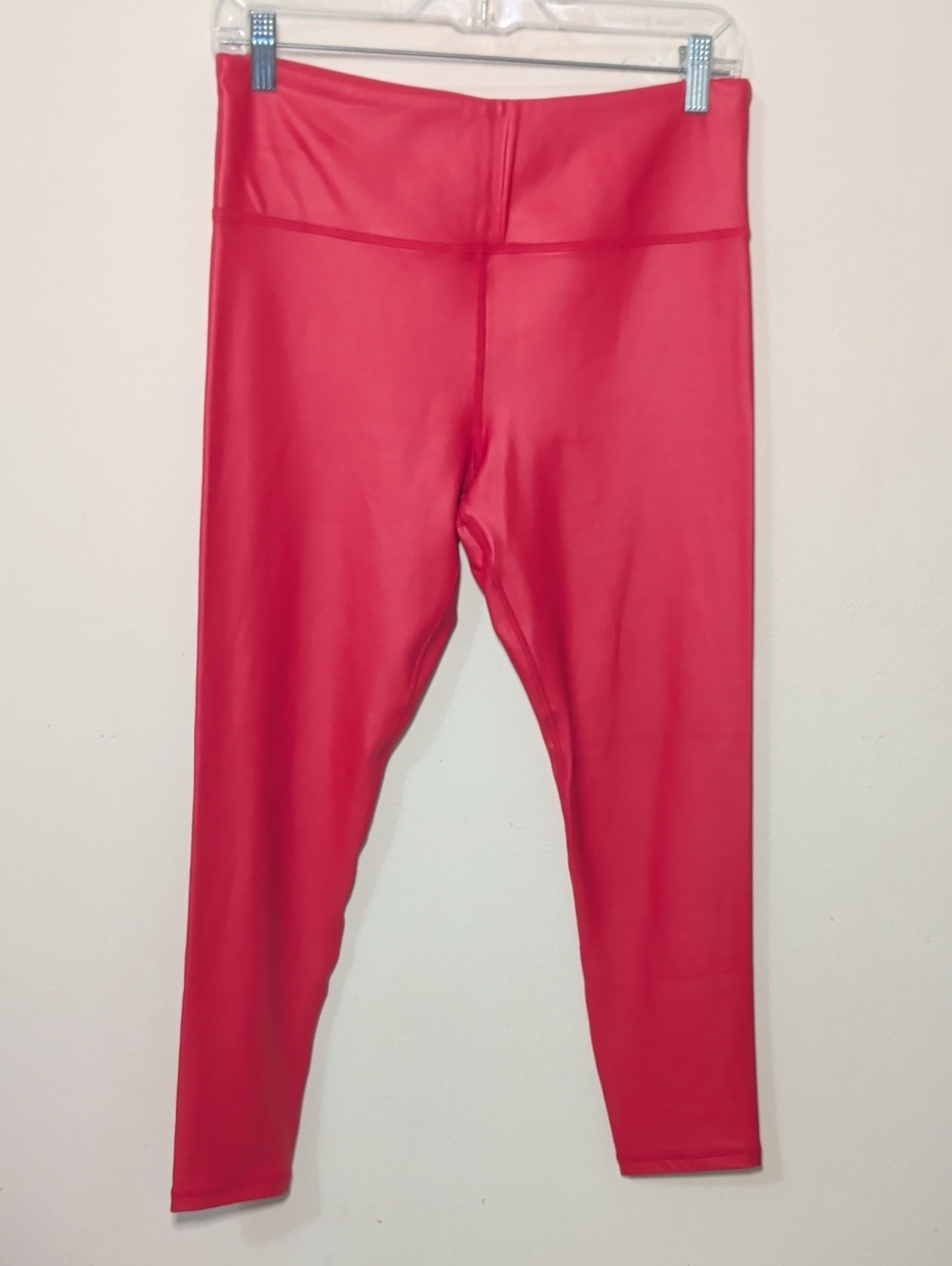 Zyia Red Metallic Light N Tight Hi Rise 7/8 Workout Leggings Gym Women's Size 12